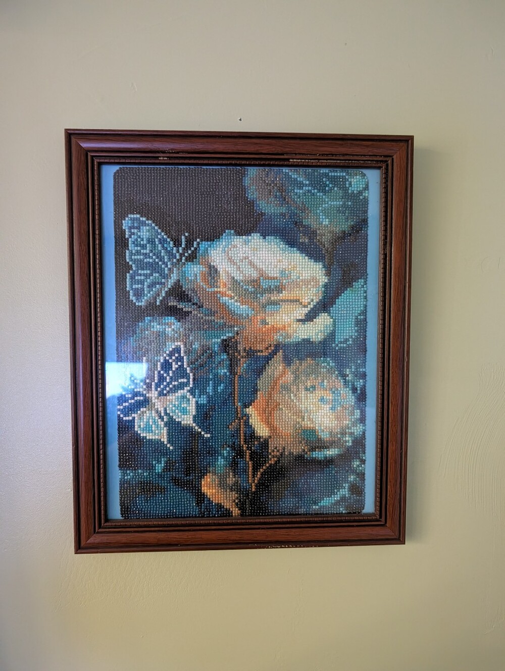 Framed Diomand Art Rose And Butterfly